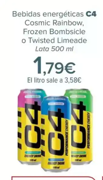 Carrefour C4 Bebidas energéticas Cosmic Rainbow, Frozen Bombsicle o Twisted Limeade Lata oferta
