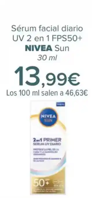 Carrefour NIVEA Sérum facial diario UV 2 en 1 FPS50+ oferta
