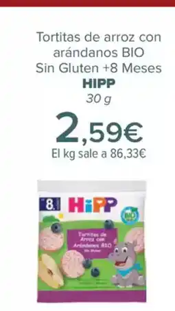 Carrefour HIPP Tortitas de arroz con arándanos BIO Sin Gluten +8 Meses oferta