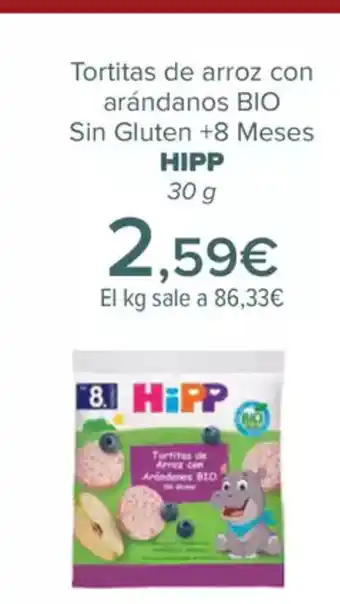 Carrefour HIPP Tortitas de arroz con arándanos BIO Sin Gluten +8 Meses oferta