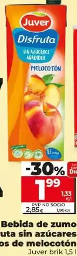 Dia Juver - bebida de zumo disfruta sin azúcares añadidos de melocotón 1,5 l oferta