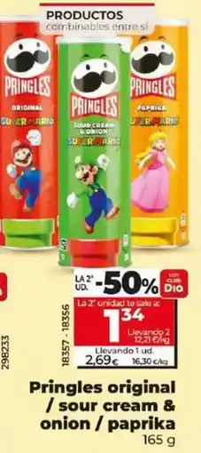 Dia Pringles - original / sour cream & onion / paprika 165 g oferta