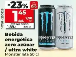 Dia Monster - bebida energética zero azucar / ultra white lata 50 cl oferta