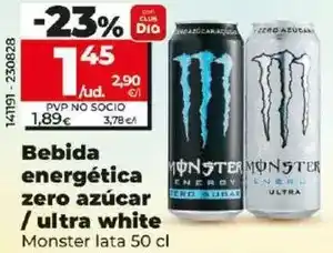 Dia Monster - bebida energética zero azucar / ultra white lata 50 cl oferta