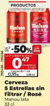 Dia Mahou - cerveza 5 estrellas sin filtrar / rose lata 33 cl oferta
