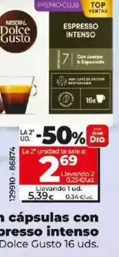 Dia Dolce gusto - café en cápsulas espresso intenso descafeinado 16 uds oferta