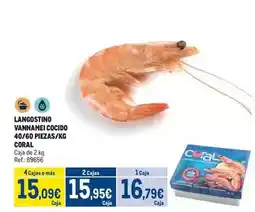 Makro Coral - langostino vannamei cocido 40/60 piezas/kg oferta