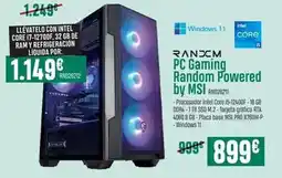 PCBox Intel - pc gaming random powered by msi oferta