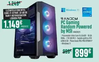 PCBox Intel - pc gaming random powered by msi oferta