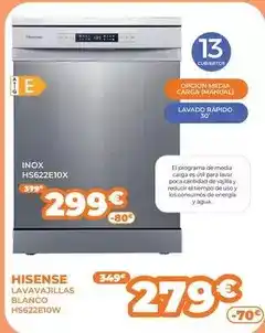 Pascual Martí Hisense - lavavajillas blanco hs622e10x oferta