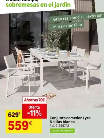 Leroy Merlin Blanco - conjunto comedor lyra 6 sillas oferta