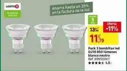 Leroy Merlin Lexman - pack 3 bombillas led gu10 850 (ummes blanco neutro oferta