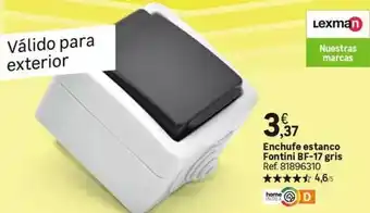 Leroy Merlin Lexman - enchufe estanco fontini b-r-17 gris oferta