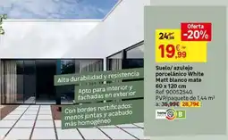 Leroy Merlin White - suelo/azulejo porcelánico mat blanco mate oferta