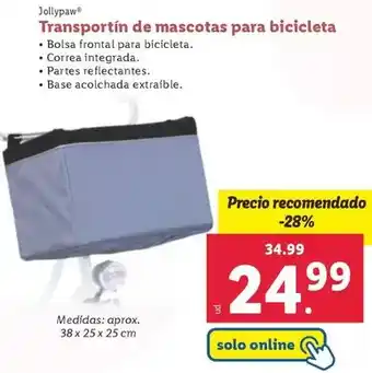 Lidl Jolly paw - transportín de mascotas para bicicleta oferta