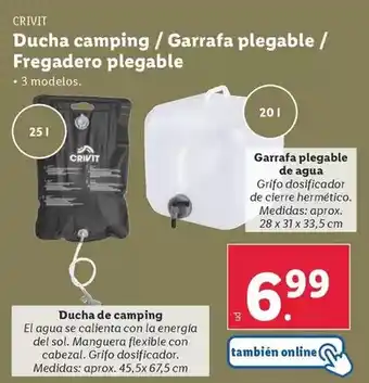 Lidl Crivit - ducha camping/garrafa plegable/fregadero plegable oferta
