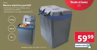 Lidl Crivit - nevera eléctrica portatil oferta