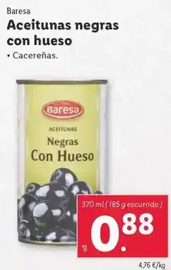 Lidl Baresa - aceitunas negras con hueso oferta