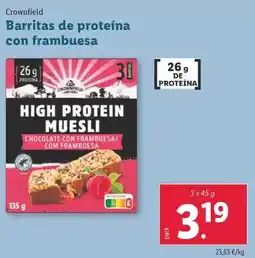 Lidl Crownfield - barritas de proteína con frambuesa oferta