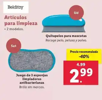 Lidl Beldray - juego de 3 esponjas limpiadoras antibacterianas oferta