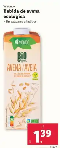 Lidl Vemondo - bebida de avena ecológica oferta