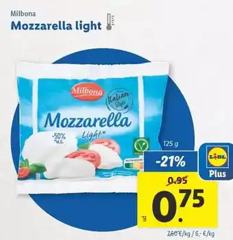 Lidl Milbona - mozzarella light oferta