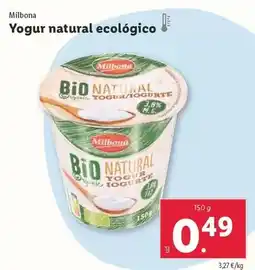 Lidl Milbona - yogur natural ecológico oferta