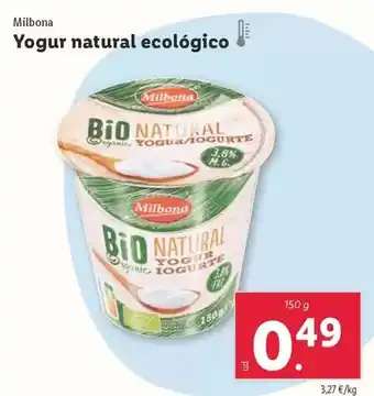 Lidl Milbona - yogur natural ecológico oferta