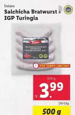 Lidl Dulano - salchicha bratwurst igp turingia oferta