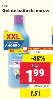 Lidl Cien - gel de bano de moras oferta
