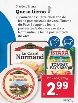 Lidl Claudel/istara - queso tierno oferta