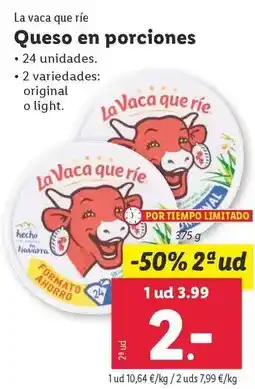 Lidl La vaca que ríe - queso en porciones oferta