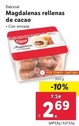 Lidl Dulcesol - magdalenas rellenas de cacao oferta