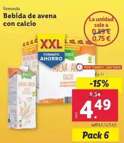Lidl Vemondo - bebida de avena con calcio oferta