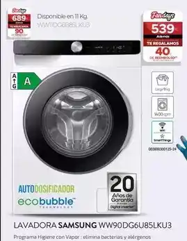 Tien 21 Samsung - lavadora ww90dg6u85lku3 oferta