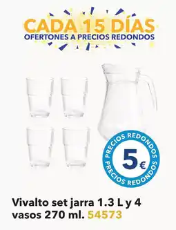 Tiendas MGI Vivalto set jarra 1.3l 4 vasos 270 ml. 54573 oferta