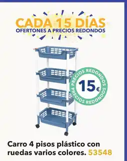 Tiendas MGI Carro 4 pisos plástico con ruedas varios colores oferta