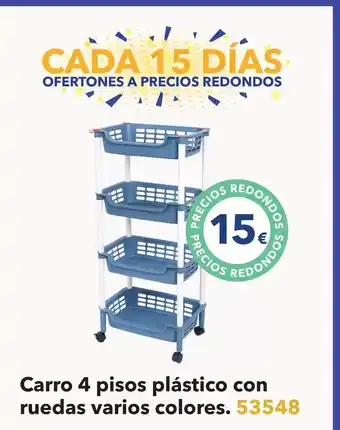 Tiendas MGI Carro 4 pisos plástico con ruedas varios colores oferta