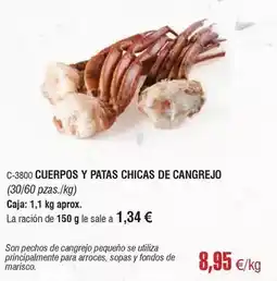 Abordo Cuerpos y patas chicas de cangrejo oferta