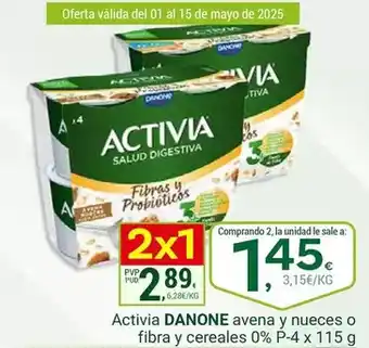 Supermercados Dani DANONE Activia avena y nueces o fibra y cereales 0% oferta