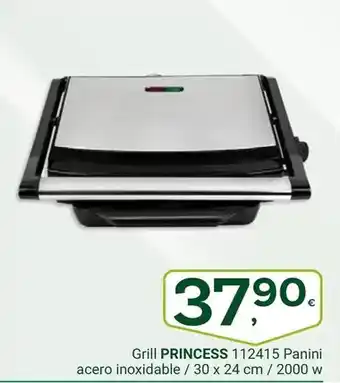 Supermercados Dani PRINCESS Grill 112415 Panini acero inoxidable / 30 x 24 cm / 2000 w oferta