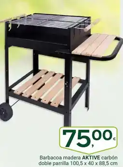 Supermercados Dani AKTIVE Barbacoa madera carbón doble parrilla 100,5 x 40 x 88,5 cm oferta