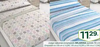 Supermercados Dani MILAROSA Juego sabanas estampado surtido 90 cm oferta