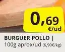 Supermercados MAS Burguer pollo oferta