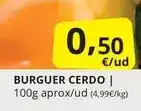 Supermercados MAS Burguer cerdo oferta