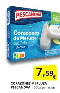 Supermercados MAS Pescanova - corazones merluza oferta