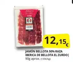 Supermercados MAS Bellota - jamón 50% raza ibérica de oferta