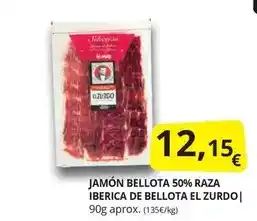 Supermercados MAS Bellota - jamón 50% raza ibérica de oferta