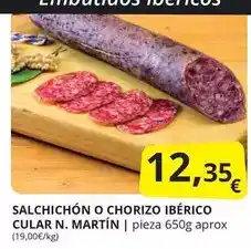 Supermercados MAS Salchichon o chorizo iberico cular n. martin oferta