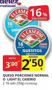 Supermercados MAS El caserío - queso porciones normal o light oferta